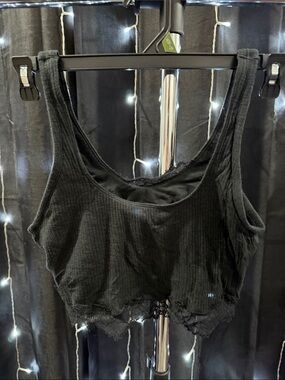 Black Ribbed Cropped Bralette